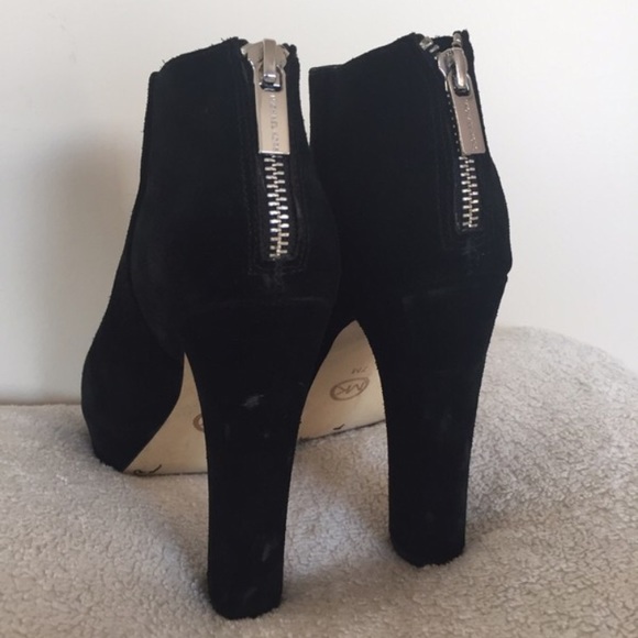 Michael Kors Shoes - Michael Coors black suede heeled ankle booties